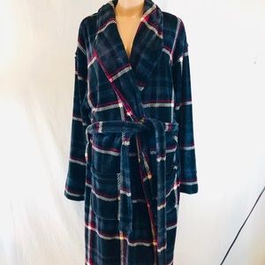 Michael Morgan Robe Fleece OS  Black w Red white